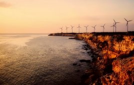 Wind turbines near water
